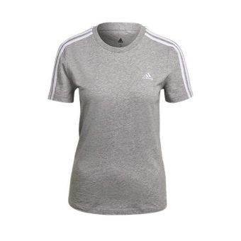 Essentials Slim 3-Stripes Women's T-Shirt - Medium Grey Heather