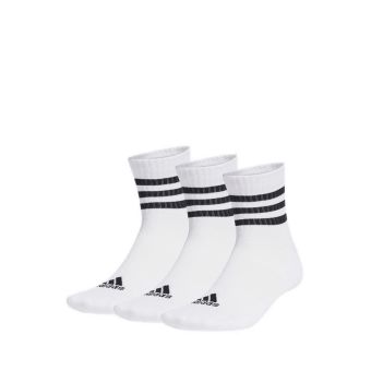 3-Stripes Cushioned Unisex Mid-Cut Socks 3 Pairs -  White