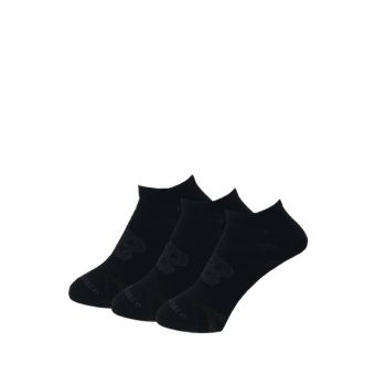 Flat Knit No Show 3 Pack Unisex's Socks - Black